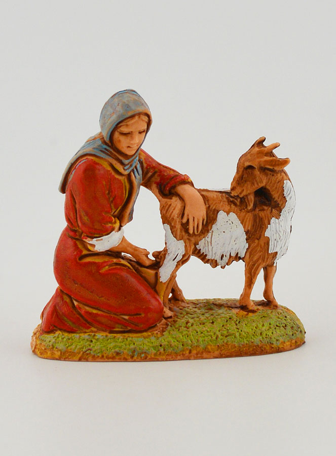 Figura de pastora ordeñando a su cabra - 6 cm (pic 1)