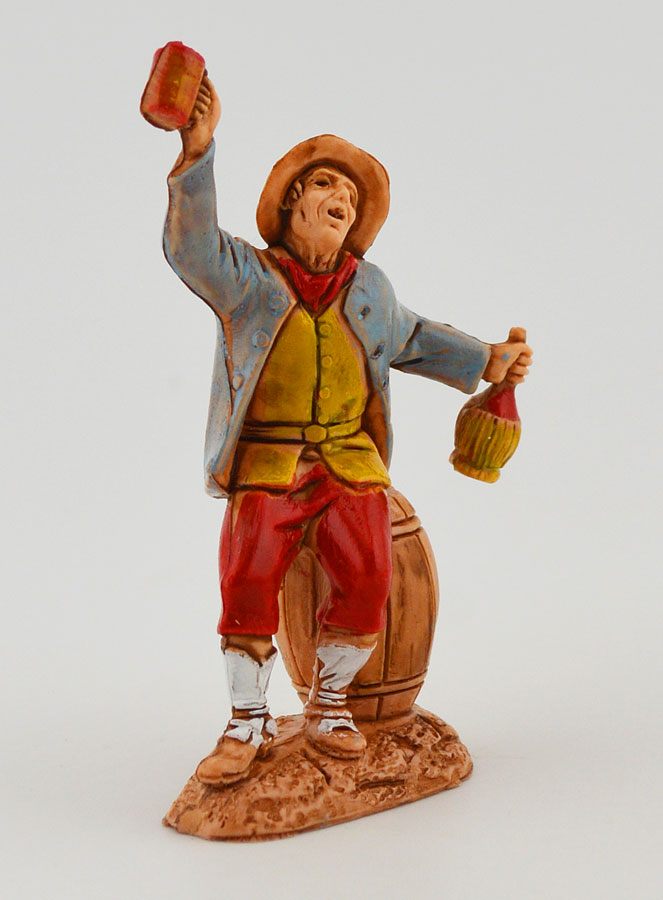 Figura de belén «Bebedor de vino sobre barril» - 6 cm (pic 3)