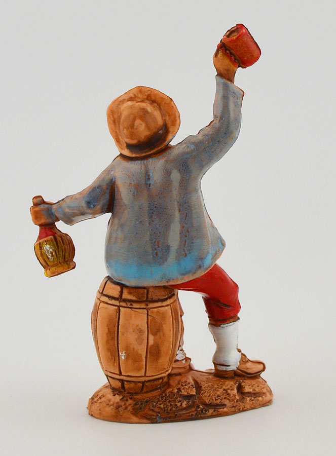 Figura de belén «Bebedor de vino sobre barril» - 6 cm (pic 4)