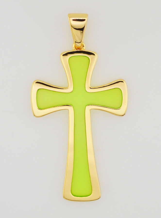Colgante de cruz de 4 cm - Verde (pic 1)