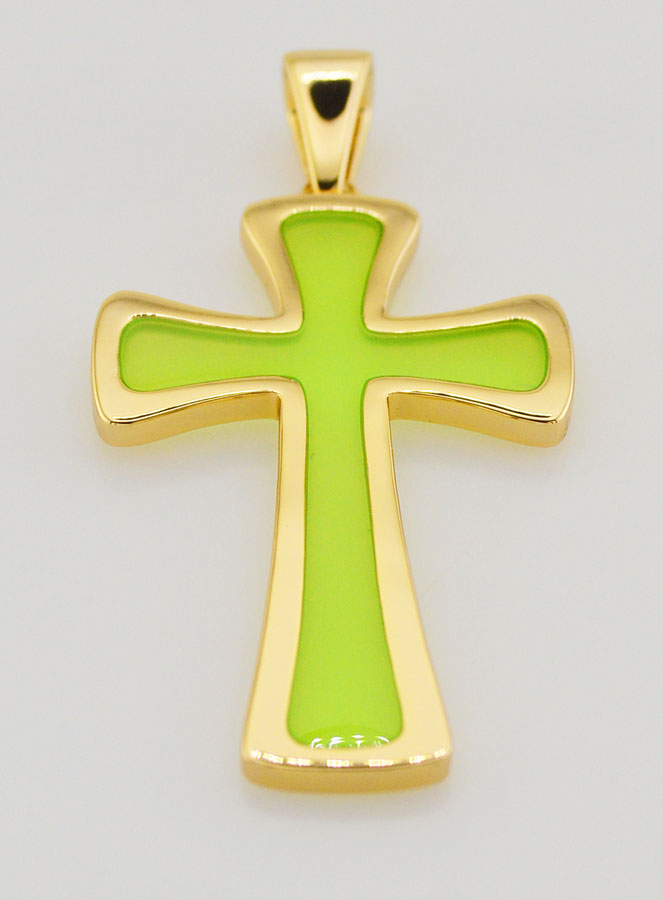 Colgante de cruz de 4 cm - Verde (pic 2)