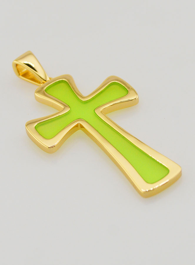 Colgante de cruz de 4 cm - Verde (pic 3)