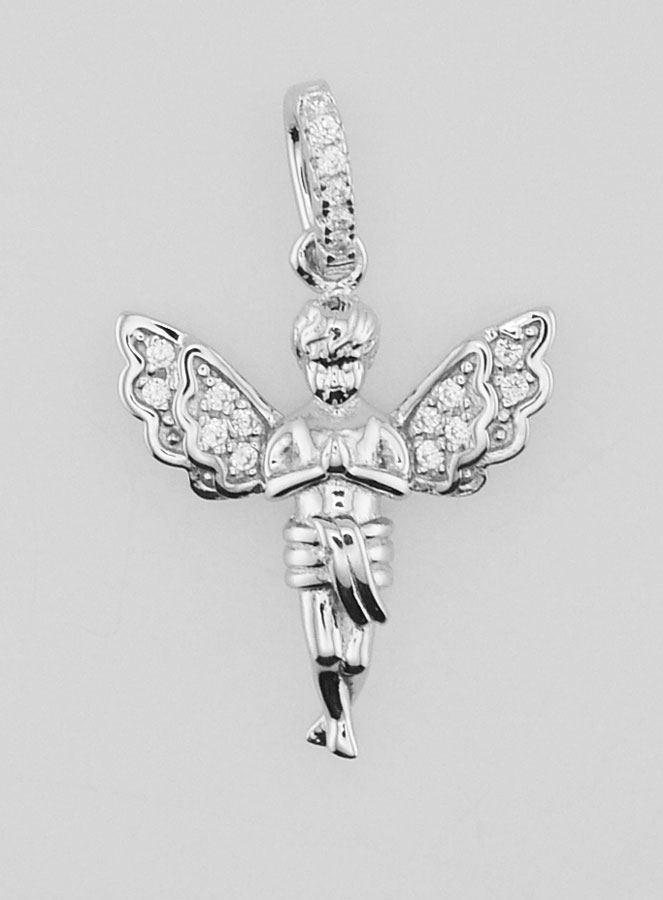 Colgante de ángel de la guarda en plata - 23mm (pic 1)
