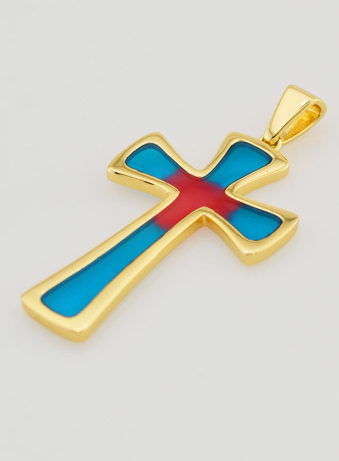 Colgante de cruz de 4 cm - Azul y rojo (pic 4)