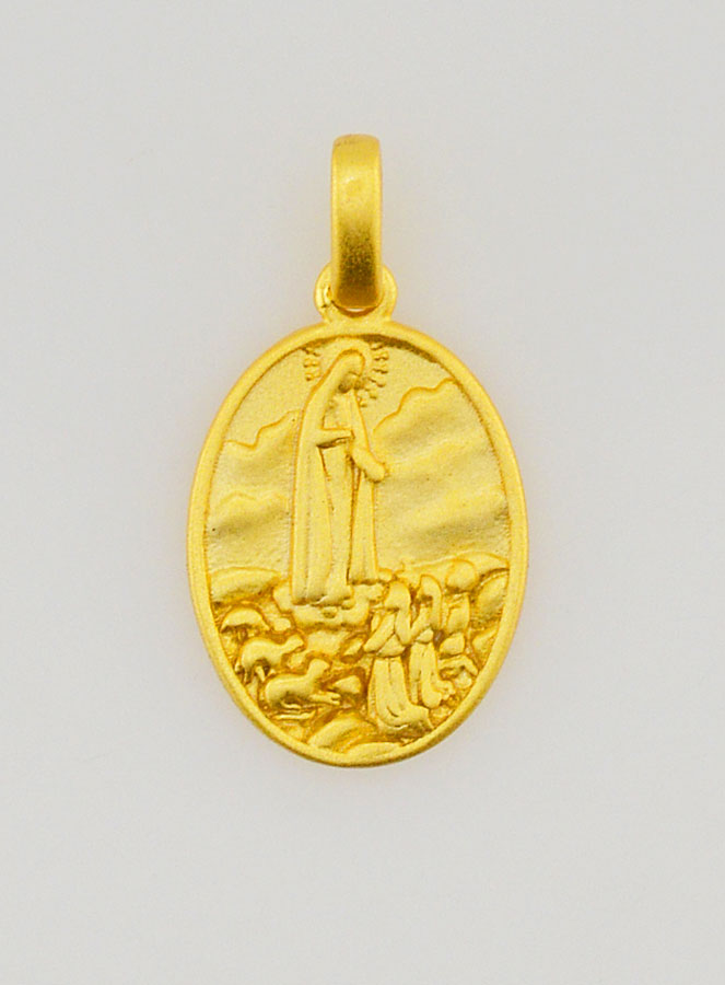 Medalla de Nuestra Señora de Fátima en plata dorada de 18k - 15 mm (pic 1)