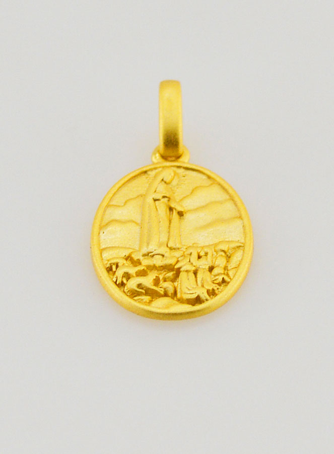Medalla de Nuestra Señora de Fátima en plata dorada de 18k - 15 mm (pic 2)