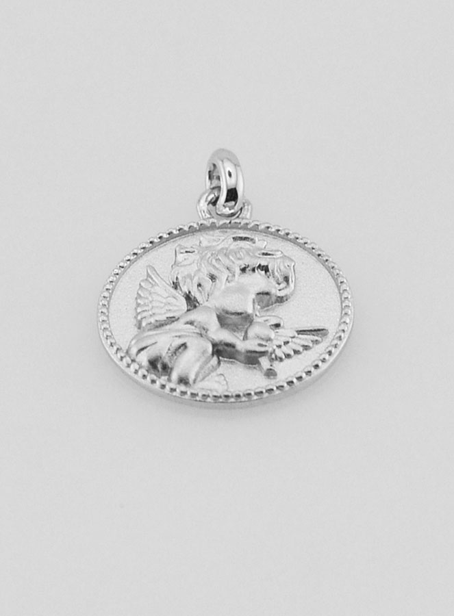 Medalla de Ángel de la Guarda y Paloma en plata - 12 mm (pic 2)