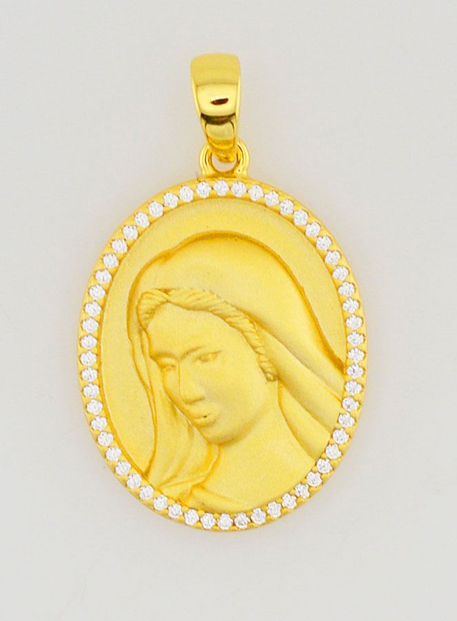 Medalla de la Virgen María con borde brillante - 18 mm (pic 1)