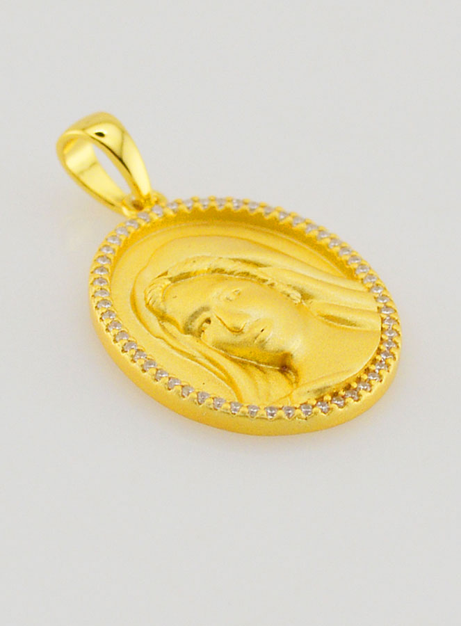 Medalla de la Virgen María con borde brillante - 18 mm (pic 3)