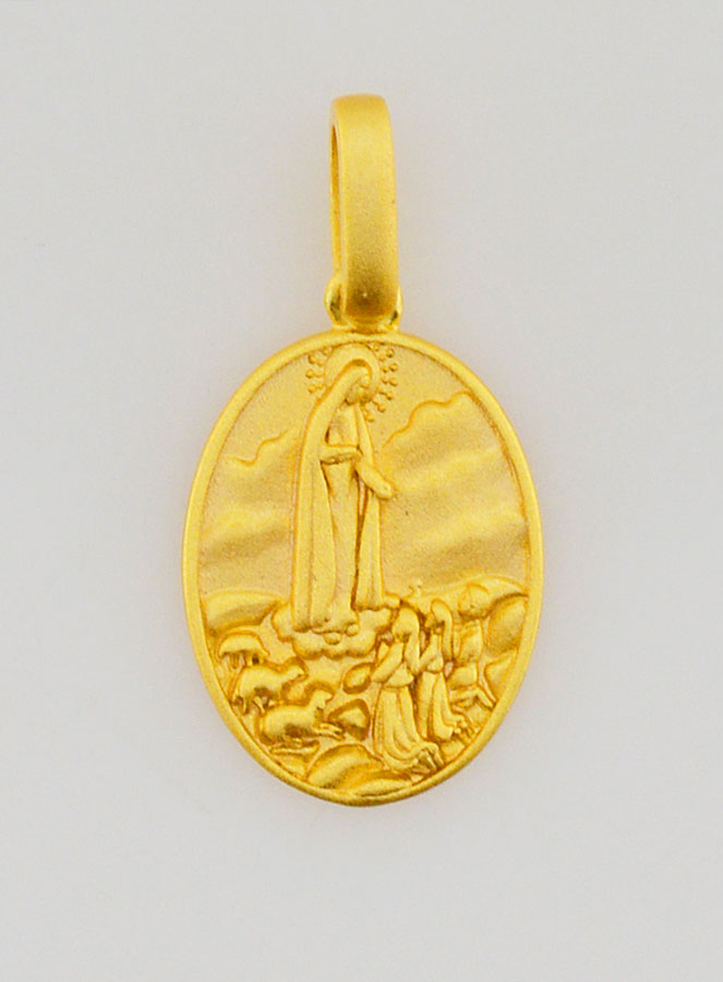 Medalla de Nuestra Señora de Fátima en plata dorada de 18k - 16 mm (pic 1)