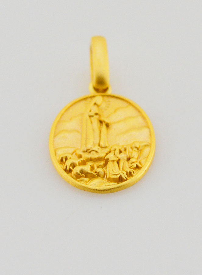 Medalla de Nuestra Señora de Fátima en plata dorada de 18k - 16 mm (pic 2)