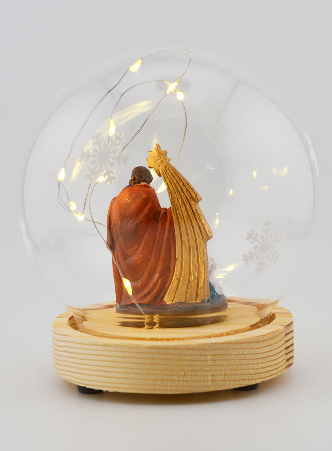 Bola de Navidad luminosa con escena de la Natividad sobre base - 14 cm (pic 4)