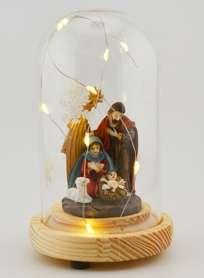 Natividade Luminosa Sob Redoma - 14cm (pic 1)