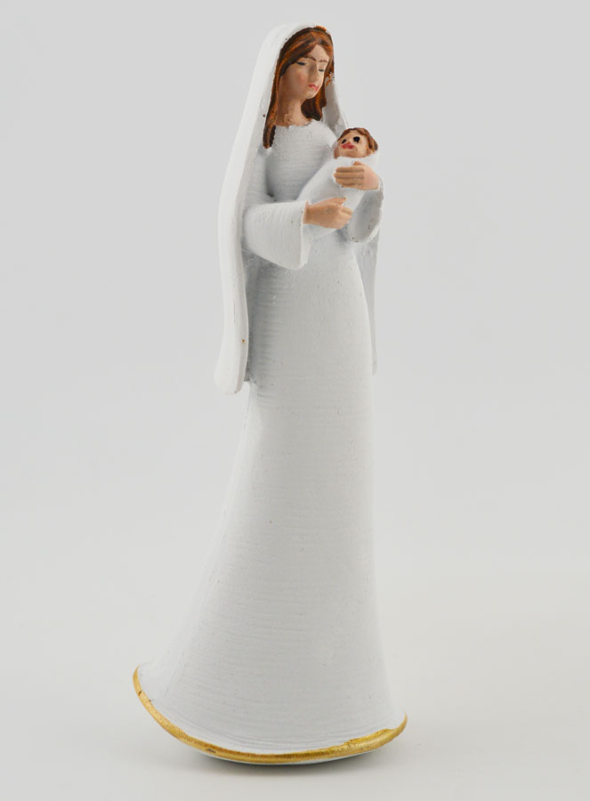 Estatua de la Sagrada Familia moderna, blanca y dorada - 12 cm (pic 2)