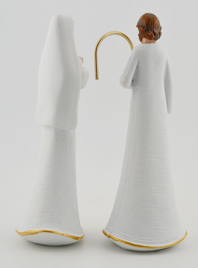 Estatua de la Sagrada Familia moderna, blanca y dorada - 12 cm (pic 4)
