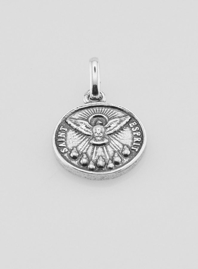 Medalla del Espíritu Santo en plata 925 chapada - 12 mm (pic 2)