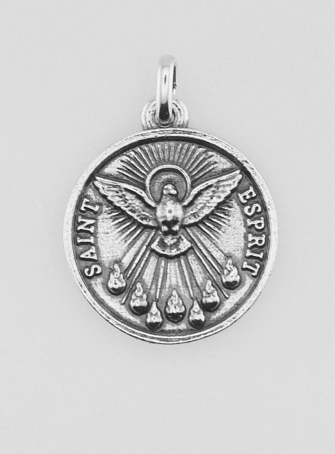 Medalla del Espíritu Santo en plata 925 chapada - 18 mm (pic 1)