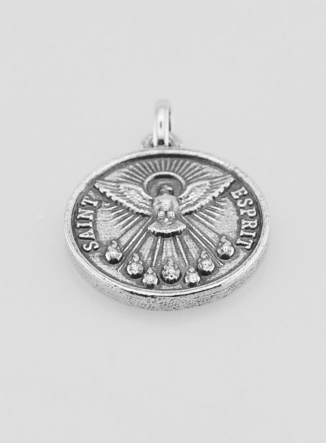 Medalla del Espíritu Santo en plata 925 chapada - 18 mm (pic 2)