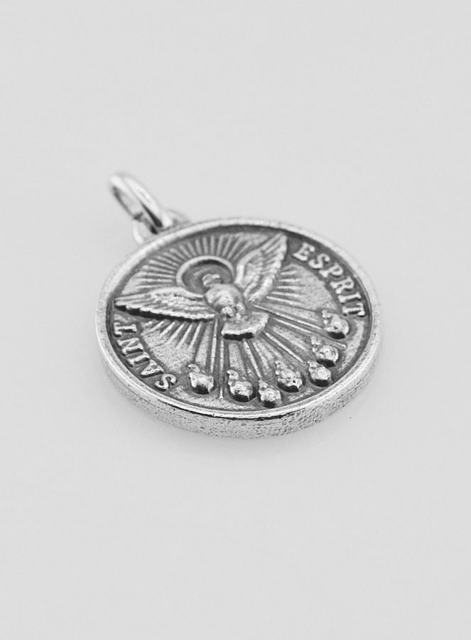Medalla del Espíritu Santo en plata 925 chapada - 18 mm (pic 3)