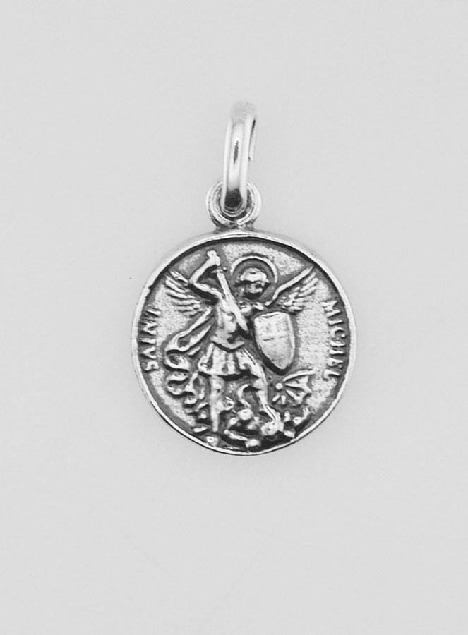 Medalha São Miguel Arcanjo em Prata 925 Banhada - 12mm (pic 1)