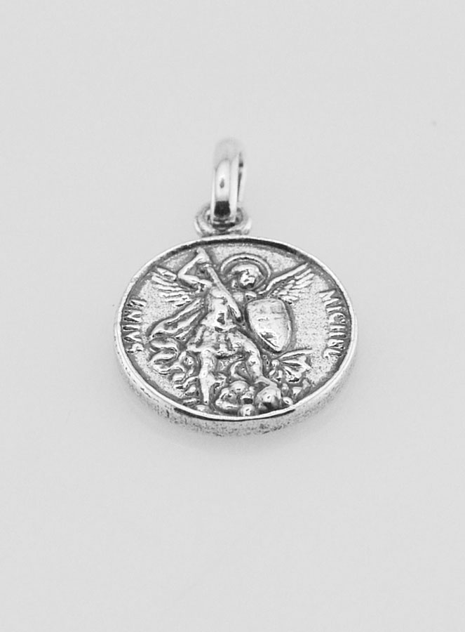 Medalha São Miguel Arcanjo em Prata 925 Banhada - 12mm (pic 2)