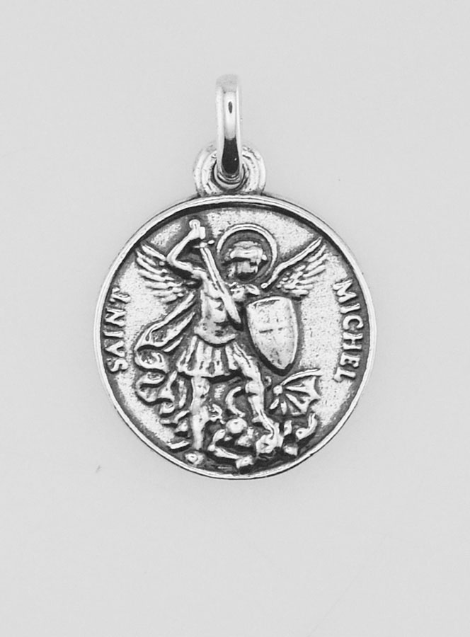 Medalla de San Miguel Arcángel en plata 925 chapada - 15 mm (pic 1)