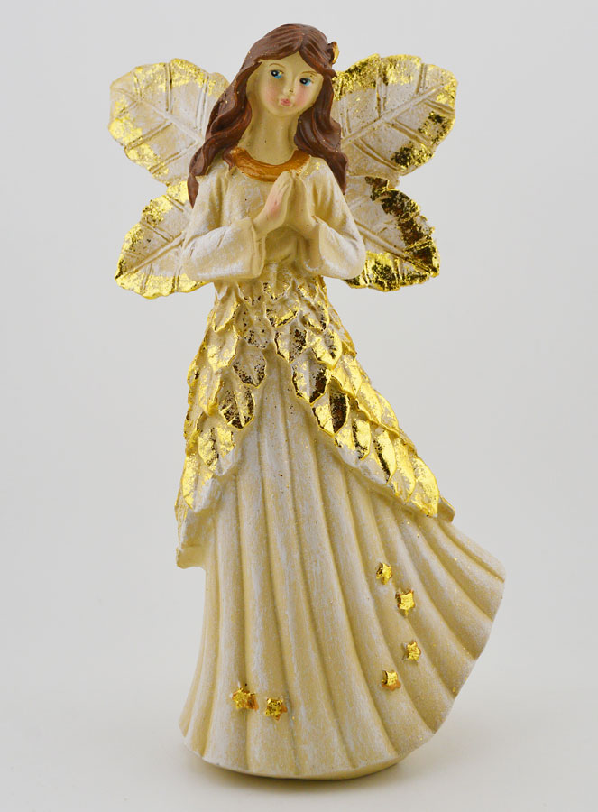 Ángel dorado con purpurina en oración - 20 cm (pic 1)