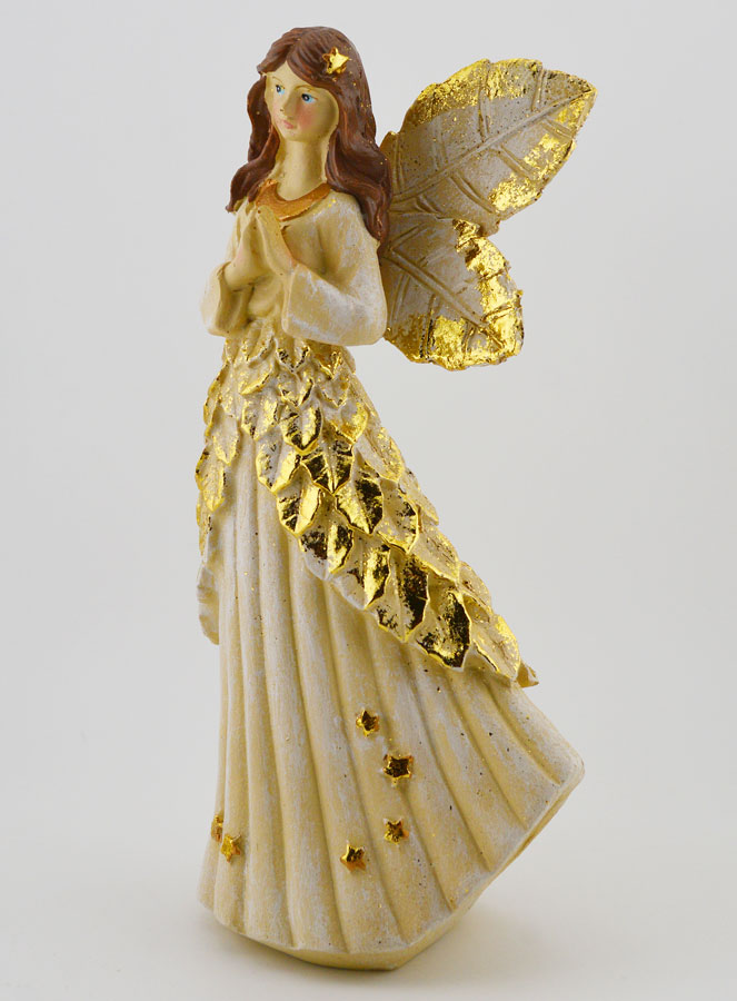 Ángel dorado con purpurina en oración - 20 cm (pic 2)