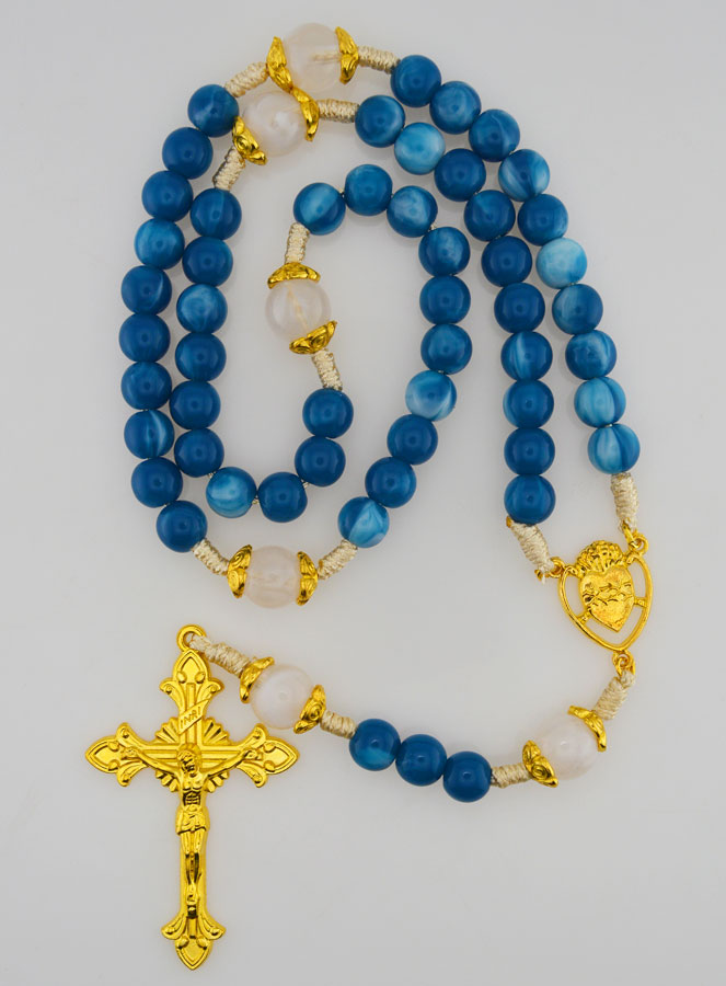 Rosario Ex Voto de cuentas de vidrio - Azul (pic 1)