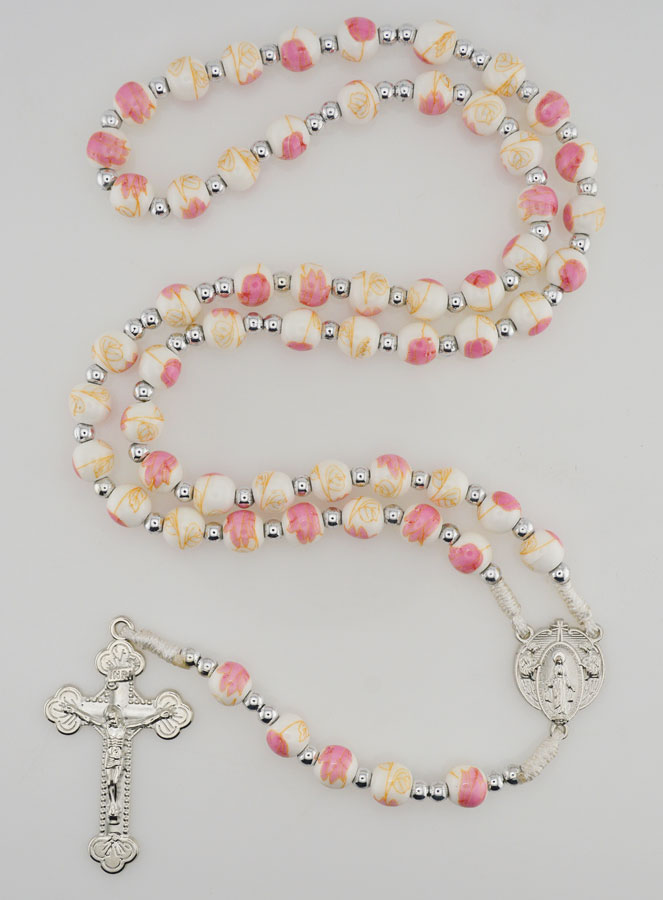 Rosario de la Medalla Milagrosa en cerámica - Rosa (pic 1)