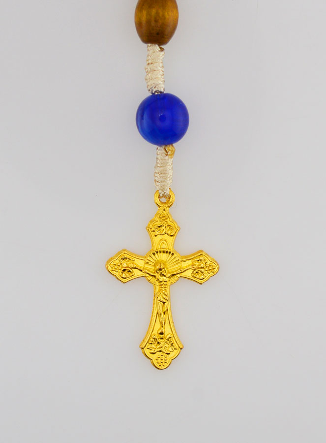 Rosario Ex Voto con cuentas de madera ovaladas - Azul (pic 3)