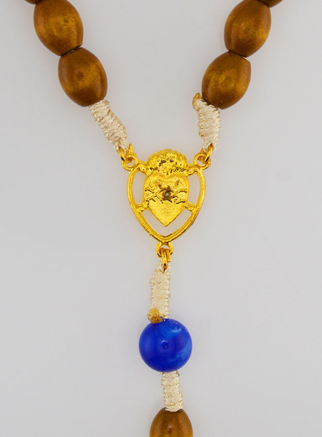 Rosario Ex Voto con cuentas de madera ovaladas - Azul (pic 4)
