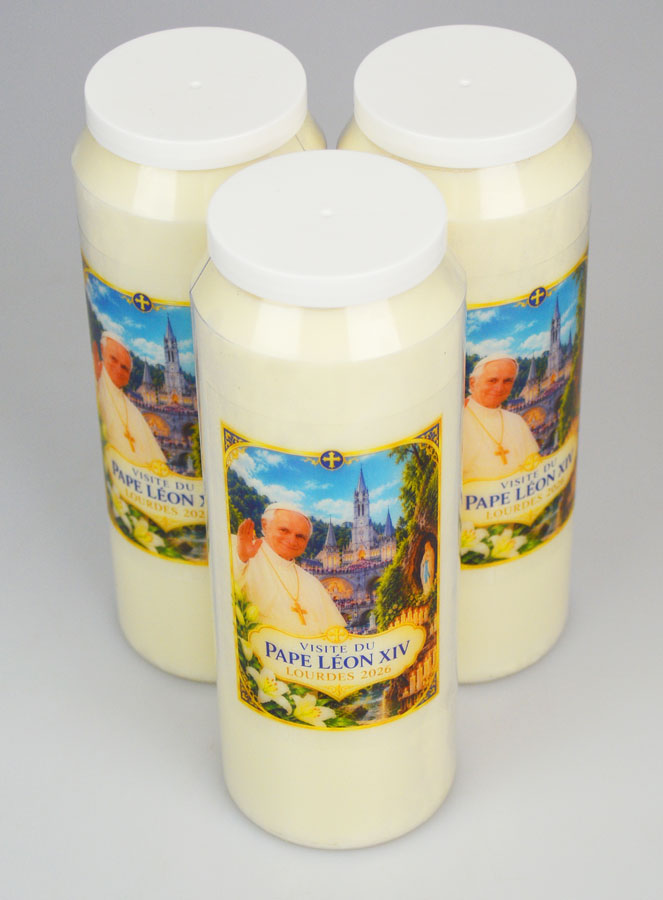 Conjunto de 3 Velas de Novena do Papa Leão XIV em Lourdes (pic 2)