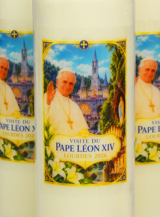 Conjunto de 3 Velas de Novena do Papa Leão XIV em Lourdes (pic 3)