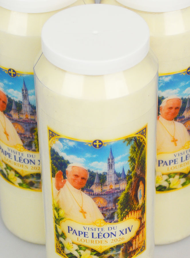 Conjunto de 3 Velas de Novena do Papa Leão XIV em Lourdes (pic 4)