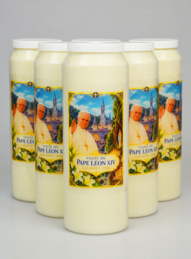 Conjunto de 6 Velas de Novena Papa Leão XIV em Lourdes 2026 (pic 1)