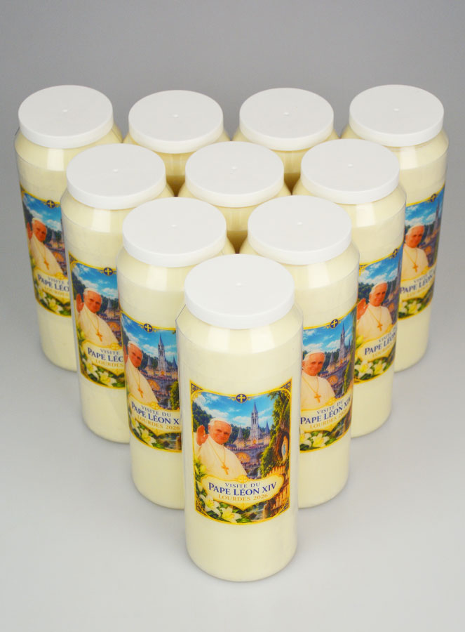 Conjunto de 10 Velas de Novena Papa Leão XIV em Lourdes (pic 2)