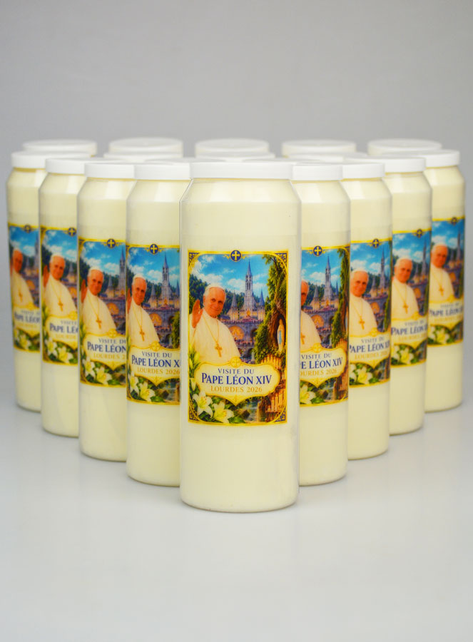 Conjunto de 20 Velas de Novena Papa Leão XIV em Lourdes (pic 1)