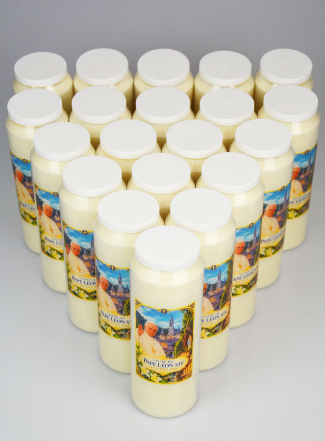 Conjunto de 20 Velas de Novena Papa Leão XIV em Lourdes (pic 2)