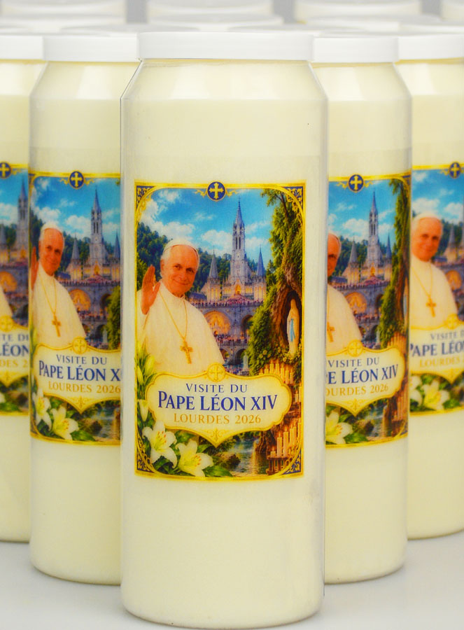 Conjunto de 20 Velas de Novena Papa Leão XIV em Lourdes (pic 3)