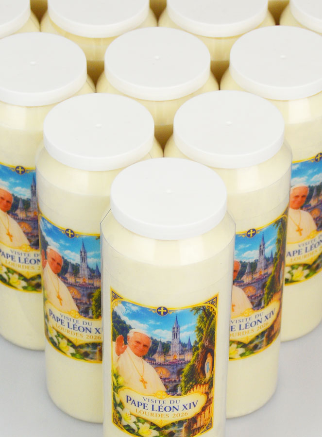 Conjunto de 20 Velas de Novena Papa Leão XIV em Lourdes (pic 4)