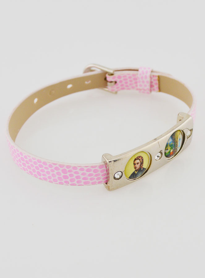 Pulsera de los Santos de Cuero Rosa (pic 3)