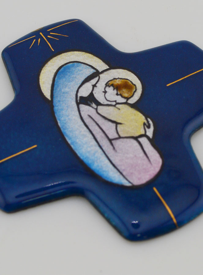Cruz de la Virgen y el Niño Cuadrado con Esmaltes del Libán (pic 3)