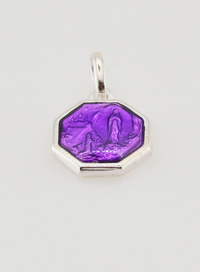 Medalla Nuestra Señora de Lourdes 11mm - Violeta (pic 2)