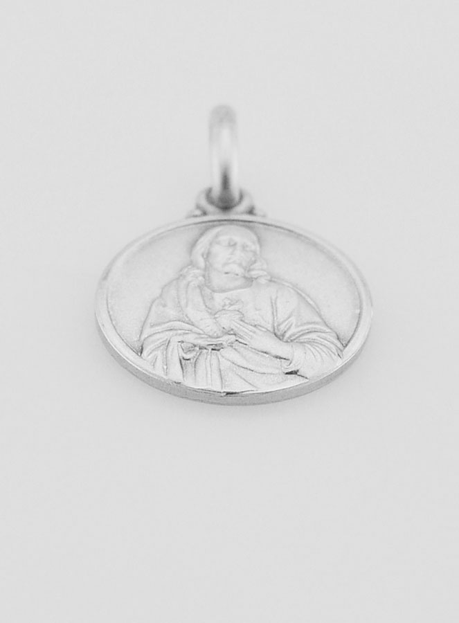 Medalla Sagrado Corazón de Jesús de Plata de Ley - 14mm (pic 2)