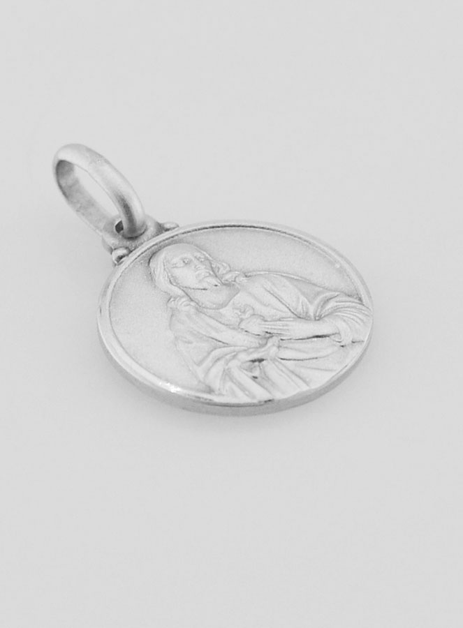 Medalla Sagrado Corazón de Jesús de Plata de Ley - 14mm (pic 3)
