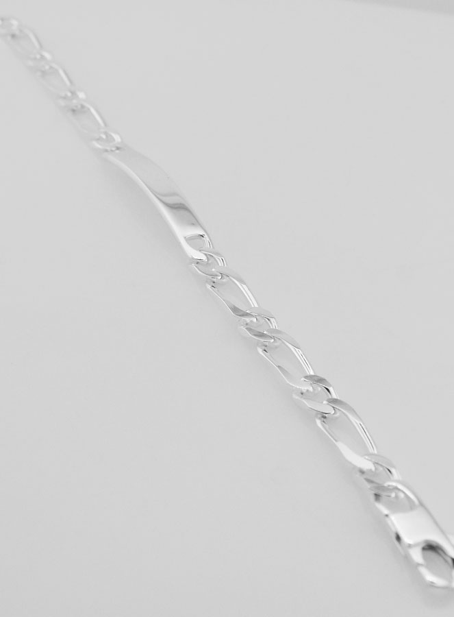 Pulseira Gourmette em Prata 21 cm - Malha Figaro 7 mm (pic 2)