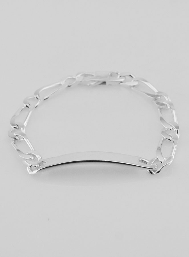Pulseira Gourmette em Prata 21 cm - Malha Figaro 7 mm (pic 4)