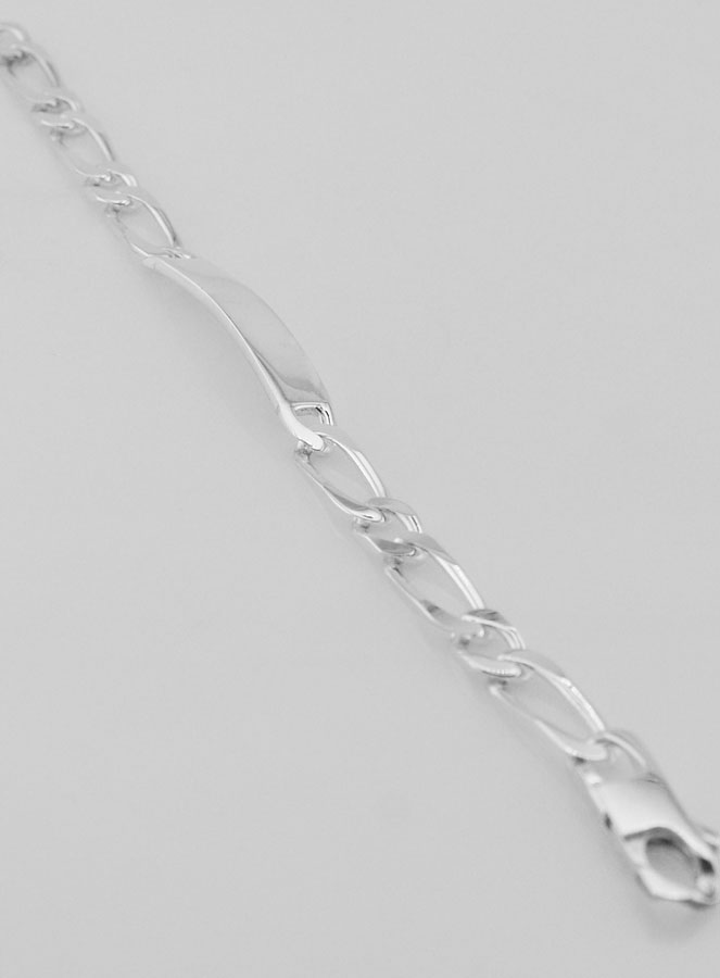 Pulseira Gourmette em Prata 19 cm - Malha Figaro 7 mm (pic 2)
