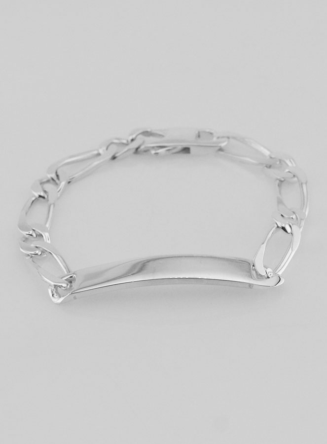 Pulseira Gourmette em Prata 19 cm - Malha Figaro 7 mm (pic 4)
